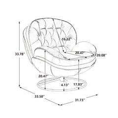 Velvet Swivel Accent Chair with Ottoman, Modern Chaise Lounge Chair with Metal Frame and Footstool, Comfy Armchair Reading Chair