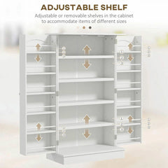 Spaco 17-Tier Kitchen Small Pantry Cabinet with 2 Doors and 6 Adjustable Shelves, Cabinet Pantry, Freestanding 5-Tier Shelving Pantries