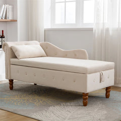 Storage Chaise Lounge, Upholstered Rolled Arm Chase Lounge with Nailhead Trim, Recliner Lounge Chair for Living Room Bedroom