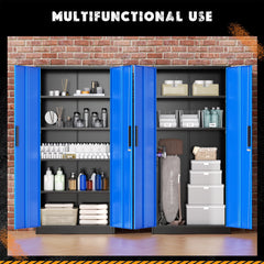 SOLAURA 71" Metal Garage Storage Cabinet with Locking Doors and Adjustable Shelves for Home, Office(Black)