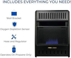 ML100TBAHR Ventless Propane Gas Blue Flame Space Heater with Thermostat Control