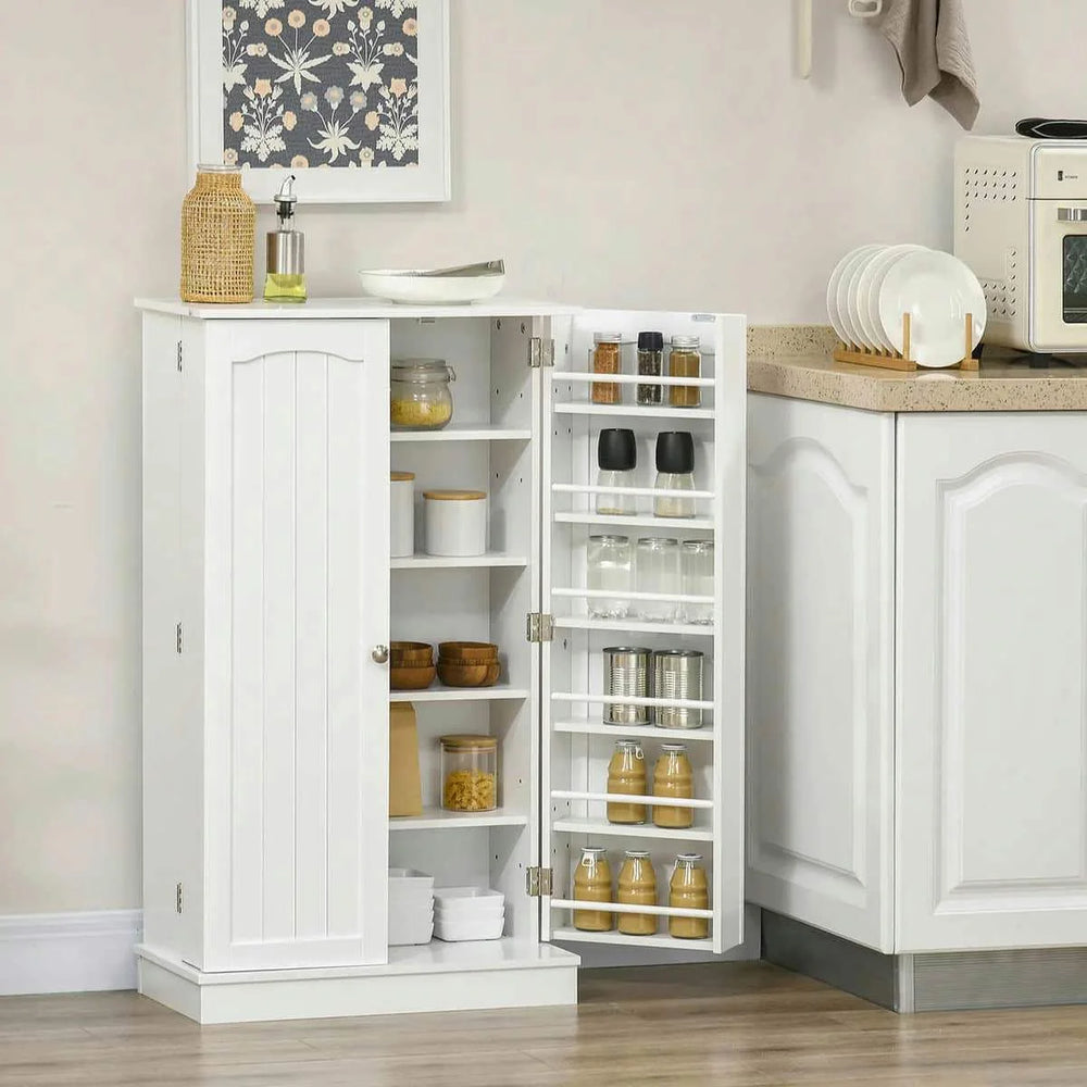 Spaco 17-Tier Kitchen Small Pantry Cabinet with 2 Doors and 6 Adjustable Shelves, Cabinet Pantry, Freestanding 5-Tier Shelving Pantries
