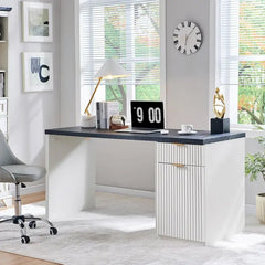 60 - Inch Contemporary Executive Desk - Wooden Home Office & Fluted Computer Desk