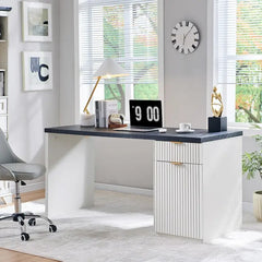 60 - Inch Contemporary Executive Desk - Wooden Home Office & Fluted Computer Desk