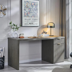 60 - Inch Contemporary Executive Desk - Wooden Home Office & Fluted Computer Desk