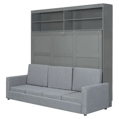 Queen Murphy Bed with Sofa - 2 - in - 1 Design, Storage Solutions & Dual - Piston Mechanism