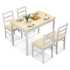 Costway 5-Piece Solid Wood Dining Set for Kitchen