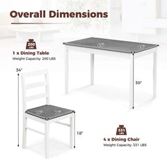 Costway 5-Piece Solid Wood Dining Set for Kitchen