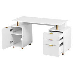 Contemporary Executive Floating Desk with 3 Drawers and Stylish Work Surface