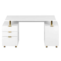 Contemporary Executive Floating Desk with 3 Drawers and Stylish Work Surface