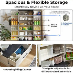 72 - Inch Tall Farmhouse Kitchen Pantry Cabinet - Stylish Storage Cupboard