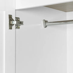 Freestanding 4 - Door Wardrobe Armoire with 2 Drawers and Hanging Rods for Clothes Storage