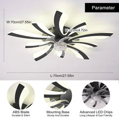 Garwarm Dimmable Ceiling Fan with Light and Remote Control, 27" Small Flush Mounted Ceiling Fan