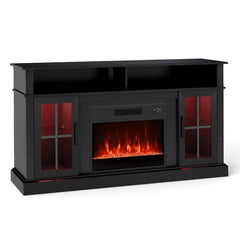 58" Electric Fireplace TV Stand for 65" TVs, Entertainment Center with 28" Fireplace Heater Insert, LED Lights, Remote Control & Storage