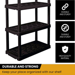 Hyper Tough Large 5-Tier Shelving Unit, W36 x D18 x H74" Interlocking Multipurpose Organizer, Black, Pack of 2
