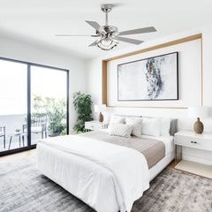 Parrot Uncle 52 - Inch Contemporary Chrome Ceiling Fan with Integrated LED Lights and Remote Control