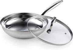 Cook N Home Pots and Pans Stainless Steel, 8-Piece Induction Pot Kitchen Cookware Set, Silver, Oven Safe