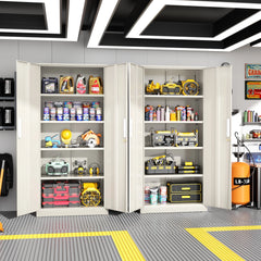 SOLAURA 71" Metal Garage Storage Cabinet with Locking Doors and Adjustable Shelves for Home, Office(Black)