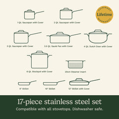 Cuisinart Chefs Classic 17 Piece Stainless Steel Cookware Set