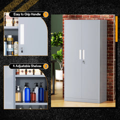 SOLAURA 71" Metal Garage Storage Cabinet with Locking Doors and Adjustable Shelves for Home, Office(Black)
