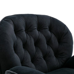 Velvet Swivel Accent Chair with Ottoman, Modern Chaise Lounge Chair with Metal Frame and Footstool, Comfy Armchair Reading Chair