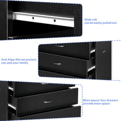 Segmart Black Chest of 4 Drawers, Wood Bedroom Furniture Chest Cabinet with Metal Handles for Kids Room