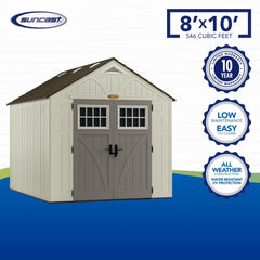 Suncast 8 x 10 ft. Metal and Resin Storage Shed. Vanilla