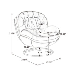 Velvet Swivel Accent Chair with Ottoman, Modern Chaise Lounge Chair with Metal Frame and Footstool, Comfy Armchair Reading Chair