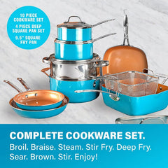 Gotham Steel 32 Pcs Pots and Pans Set Non Stick, Cookware Set with Bakeware and Premium Food Storage Set Nonstick Pots and Pans Set, Red