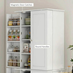 Spaco 17-Tier Kitchen Small Pantry Cabinet with 2 Doors and 6 Adjustable Shelves, Cabinet Pantry, Freestanding 5-Tier Shelving Pantries
