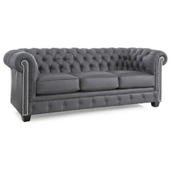 Hancock Tufted Top Grain Italian Leather Chesterfield Sofa - Dimensions: 31" H x 86" W x 40" D