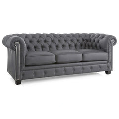 Hancock Tufted Top Grain Italian Leather Chesterfield Sofa - Dimensions: 31" H x 86" W x 40" D
