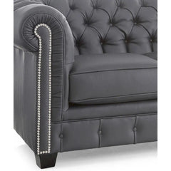 Hancock Tufted Top Grain Italian Leather Chesterfield Sofa - Dimensions: 31" H x 86" W x 40" D