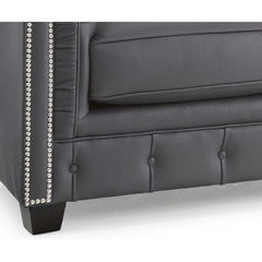 Hancock Tufted Top Grain Italian Leather Chesterfield Sofa - Dimensions: 31" H x 86" W x 40" D