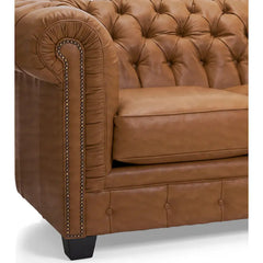 Hancock Tufted Top Grain Italian Leather Chesterfield Sofa - Dimensions: 31" H x 86" W x 40" D