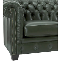 Hancock Tufted Top Grain Italian Leather Chesterfield Sofa - Dimensions: 31" H x 86" W x 40" D