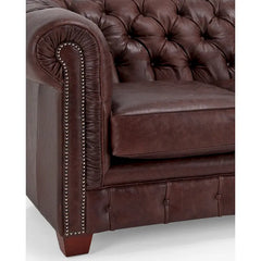 Hancock Tufted Top Grain Italian Leather Chesterfield Sofa - Dimensions: 31" H x 86" W x 40" D