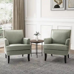 Nileus Set of 2 Modern Classic Polyester Accent Chairs with Solid Wood Legs by HULALA HOME