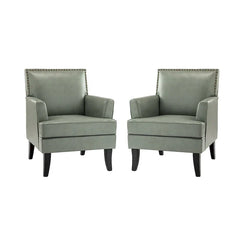 Nileus Set of 2 Modern Classic Polyester Accent Chairs with Solid Wood Legs by HULALA HOME