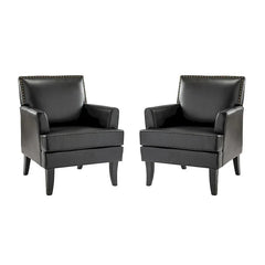 Nileus Set of 2 Modern Classic Polyester Accent Chairs with Solid Wood Legs by HULALA HOME