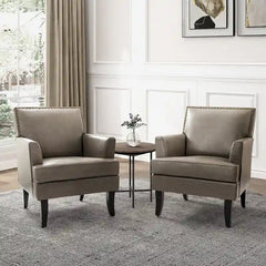 Nileus Set of 2 Modern Classic Polyester Accent Chairs with Solid Wood Legs by HULALA HOME