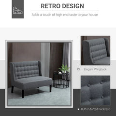 HOMCOM Armless Double Sofa Loveseat - Tufted Linen Upholstery Couch with Wooden Legs for Living Room - 28.75 x 43.25 x 36.5 inches