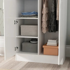 Freestanding 2 - Door Bedroom Armoire with Hanging Rod