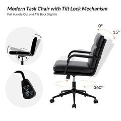 Joseph Contemporary Faux Leather Task Chair with Tilt Lock and Center Tilt by HULALA HOME