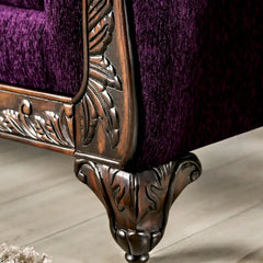 Grendel Classic Purple Chenille Loveseat with Rolled Arms by Furniture of America