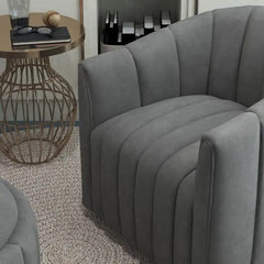 SEYNAR Modern Velvet Tufted Swivel Club Chair and Ottoman Set
