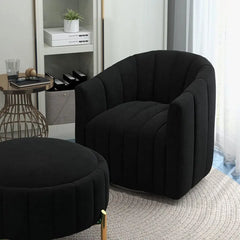 SEYNAR Modern Velvet Tufted Swivel Club Chair and Ottoman Set