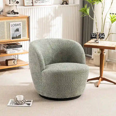 Modern Swivel Barrel Chair with 360 - Degree Rotation - Single Fabric Accent Chair