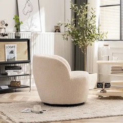Modern Swivel Barrel Chair with 360 - Degree Rotation - Single Fabric Accent Chair