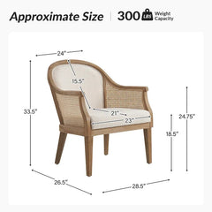 Danilo Solid Wood Armchair with Rattan Design and Sturdy Legs by HULALA HOME